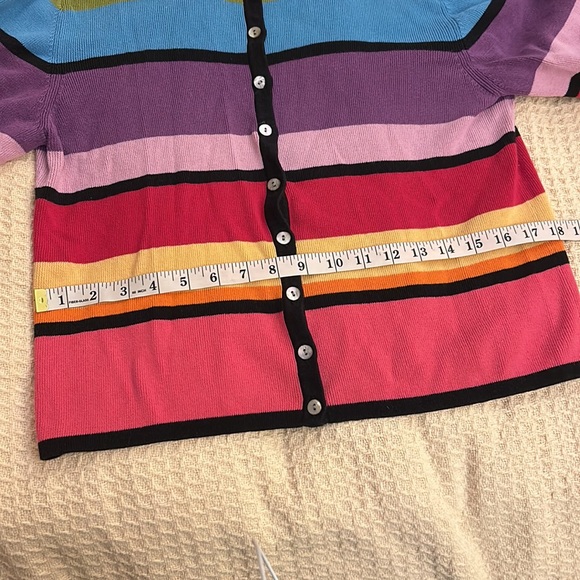 90s style vintage rainbow stripe cardigan Sarah Spencer - Picture 4 of 5